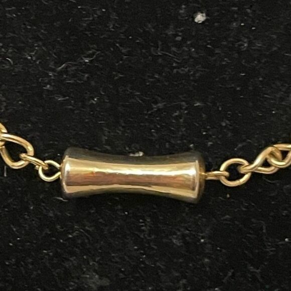 57” long gold plated triple Infinity chain necklace oblong links gold over clasp - Picture 8 of 11